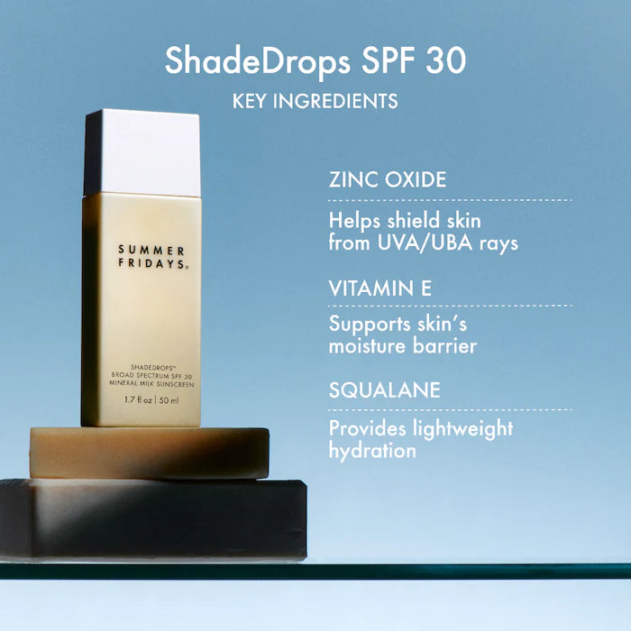 Summer Fridays
ShadeDrops Mineral Milk Sunscreen SPF 30