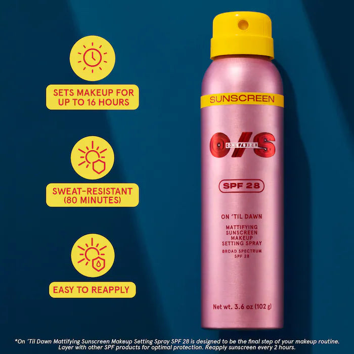 ONE/SIZE by Patrick Starrr
On 'Til Dawn Mattifying Sunscreen Makeup Setting Spray SPF 28