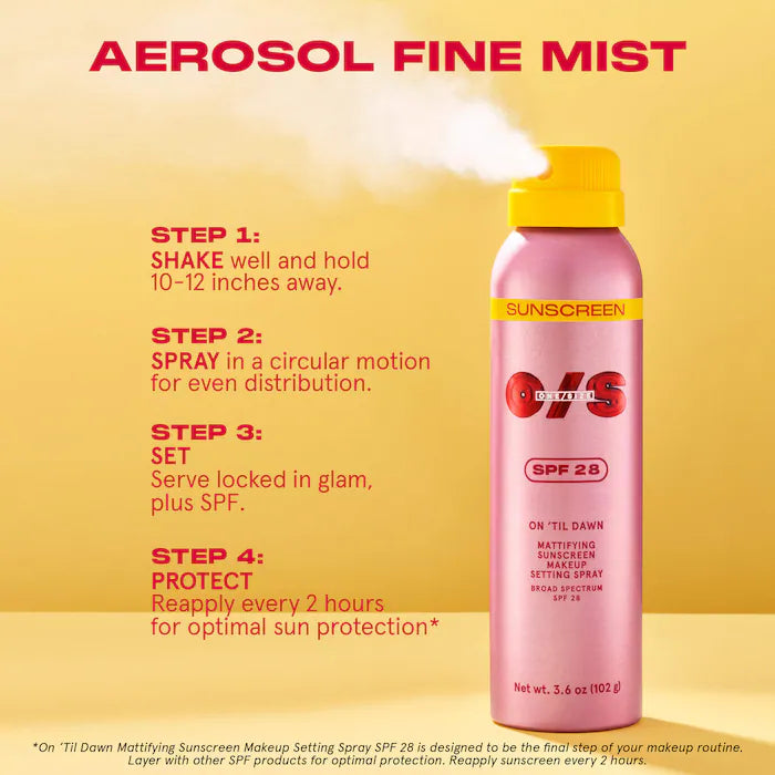 ONE/SIZE by Patrick Starrr
On 'Til Dawn Mattifying Sunscreen Makeup Setting Spray SPF 28