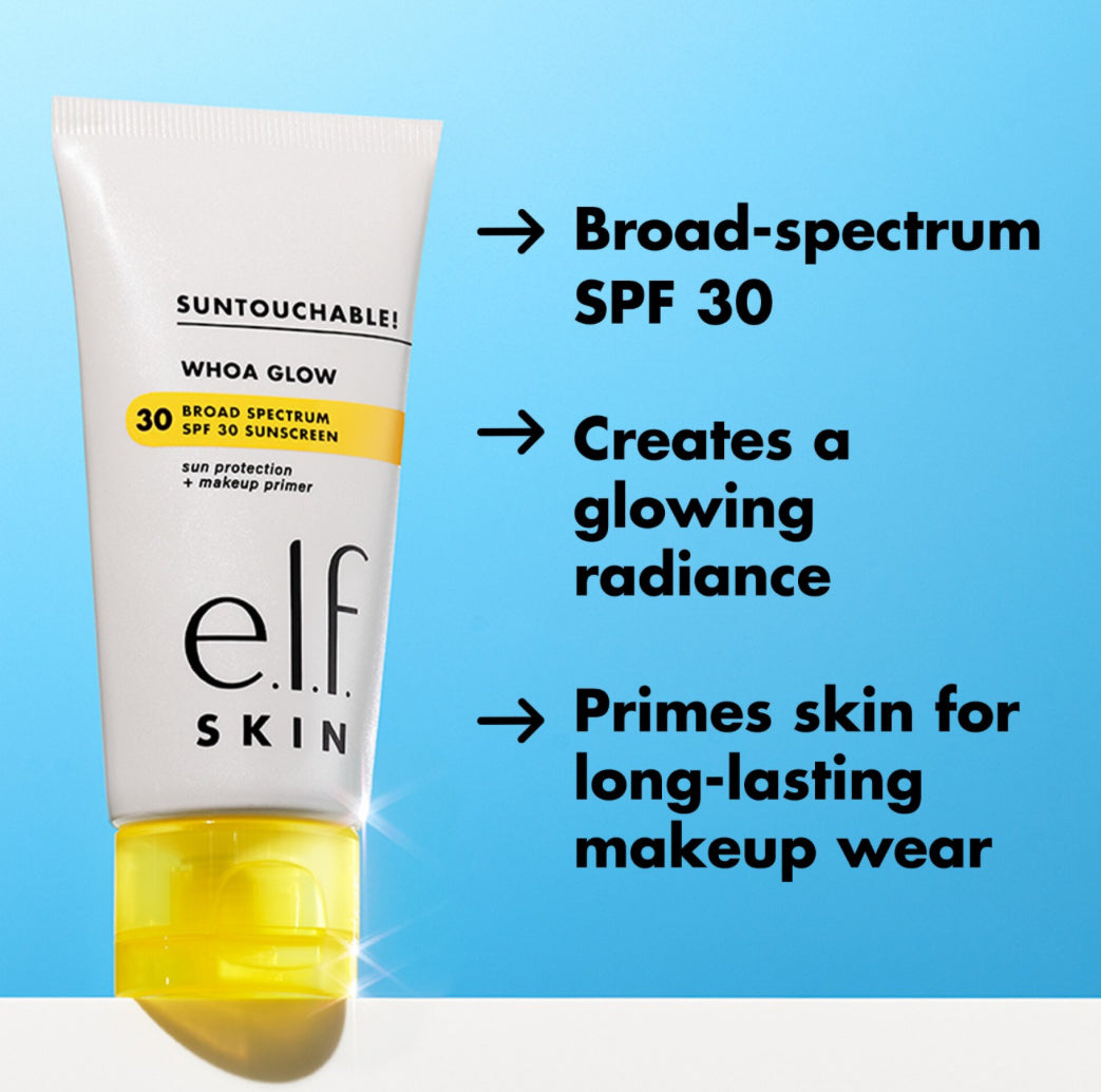 ELF Suntouchable! Whoa Glow Broad Spectrum SPF 30 Sunscreen (bloqueador solar+primer)