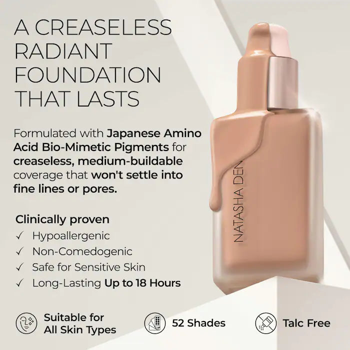 NATASHA DENONA 
Hy-Glam Foundation Hydrating & Blurring Luminous Longwear Serum Foundation