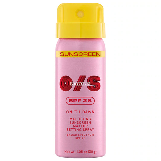 ONE/SIZE by Patrick Starrr 
On 'Til Dawn Mattifying Sunscreen Makeup Setting Spray SPF 28